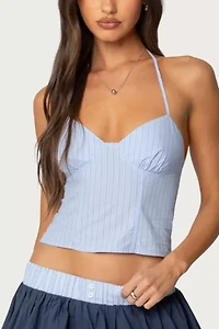 Edikted Janey Pinstripe Halter Top