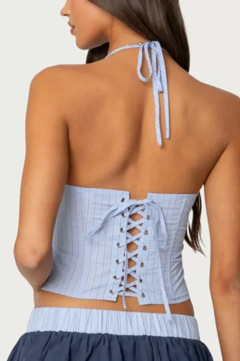 Edikted Janey Pinstripe Halter Top