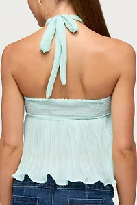Edikted Pleated Chiffon Babydoll Halter Top