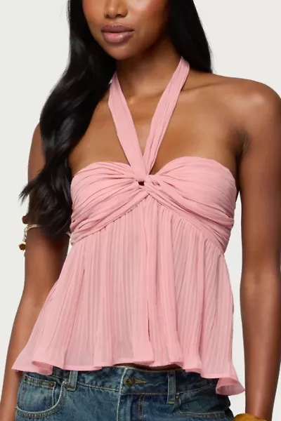 Edikted Pleated Chiffon Babydoll Halter Top