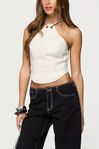 Edikted Kizzie Faux Leather Halter Top