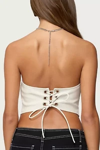 Edikted Kizzie Faux Leather Halter Top