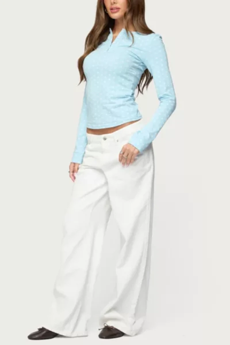 Edikted Keana Polka Dot Henley Top