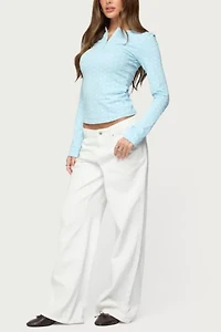 Edikted Keana Polka Dot Henley Top