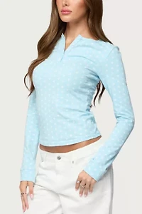 Edikted Keana Polka Dot Henley Top