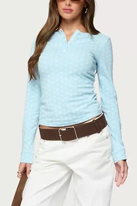 Edikted Keana Polka Dot Henley Top