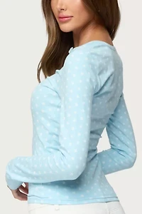 Edikted Keana Polka Dot Henley Top