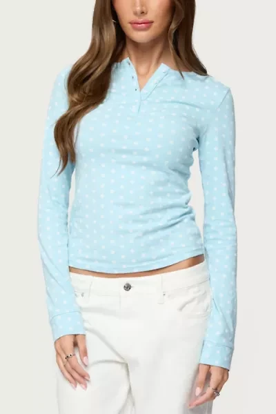 Edikted Keana Polka Dot Henley Top