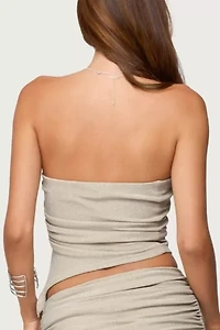 Edikted Issa Asymmetric Drawstring Strapless Top