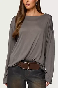 Edikted Oversized Semi Sheer Long Sleeve T Shirt