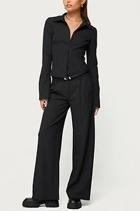 Edikted Pinstripe Tailored Button Up Shirt