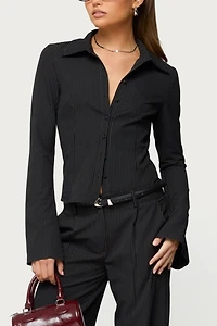 Edikted Pinstripe Tailored Button Up Shirt