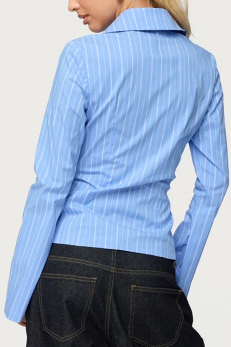 Edikted Pinstripe Tailored Button Up Shirt