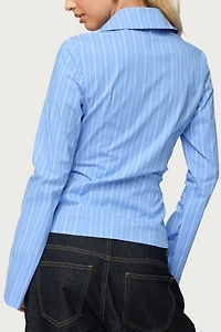 Edikted Pinstripe Tailored Button Up Shirt