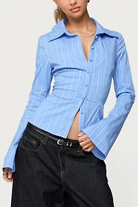 Edikted Pinstripe Tailored Button Up Shirt