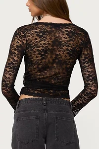 Edikted Medora Sheer Lace Wrap Top