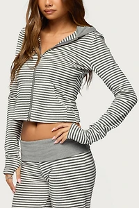 Edikted Meggy Striped Zip Up Hoodie