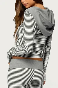Edikted Meggy Striped Zip Up Hoodie