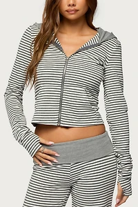 Edikted Meggy Striped Zip Up Hoodie