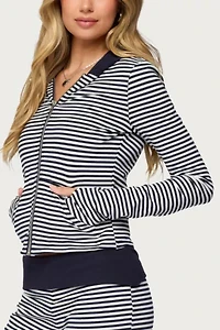 Edikted Meggy Striped Zip Up Hoodie