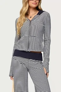 Edikted Meggy Striped Zip Up Hoodie