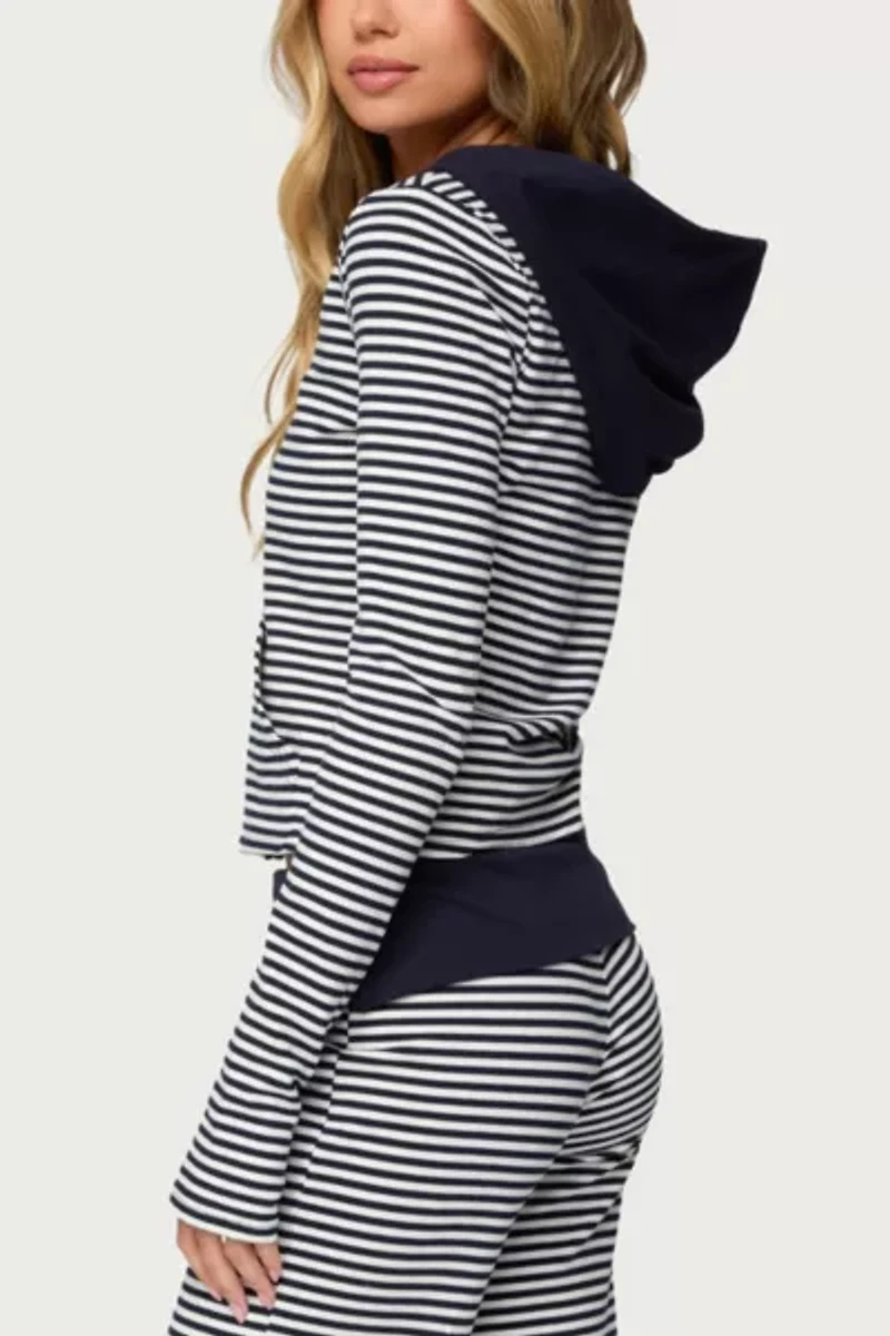 Edikted Meggy Striped Zip Up Hoodie