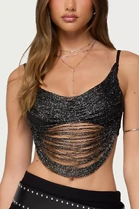 Edikted Ora Metallic Fringed Bra Top