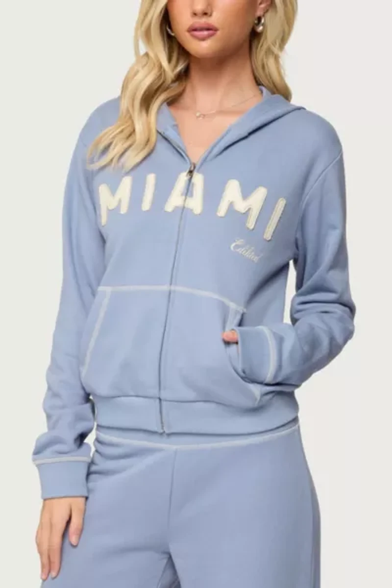 Edikted Miami Babe Zip Up Hoodie