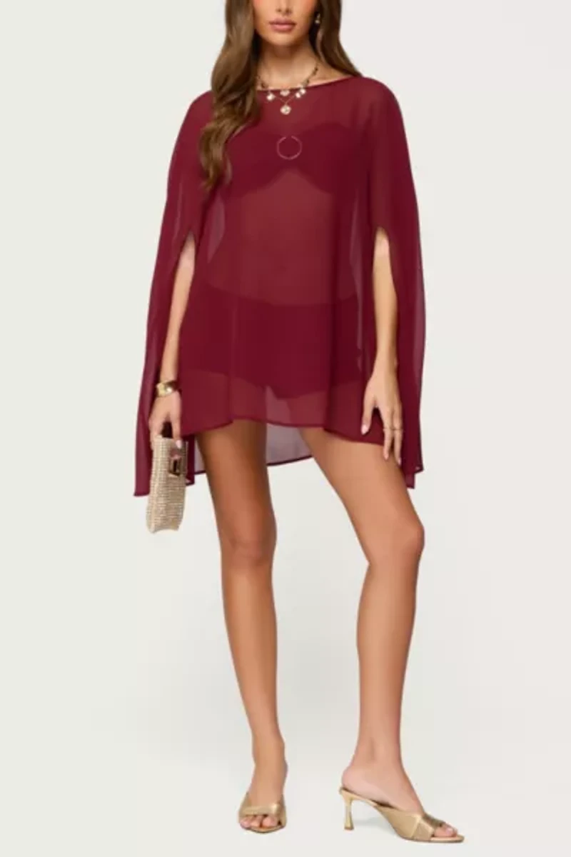 Edikted Mckenzie Sheer Chiffon Poncho