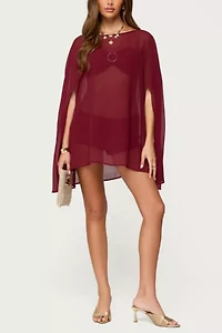 Edikted Mckenzie Sheer Chiffon Poncho