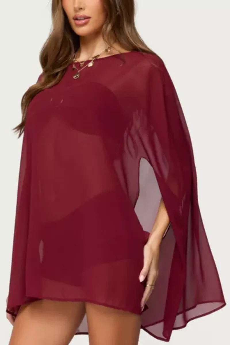 Edikted Mckenzie Sheer Chiffon Poncho