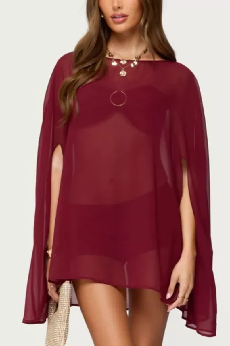 Edikted Mckenzie Sheer Chiffon Poncho