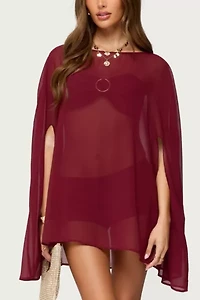 Edikted Mckenzie Sheer Chiffon Poncho