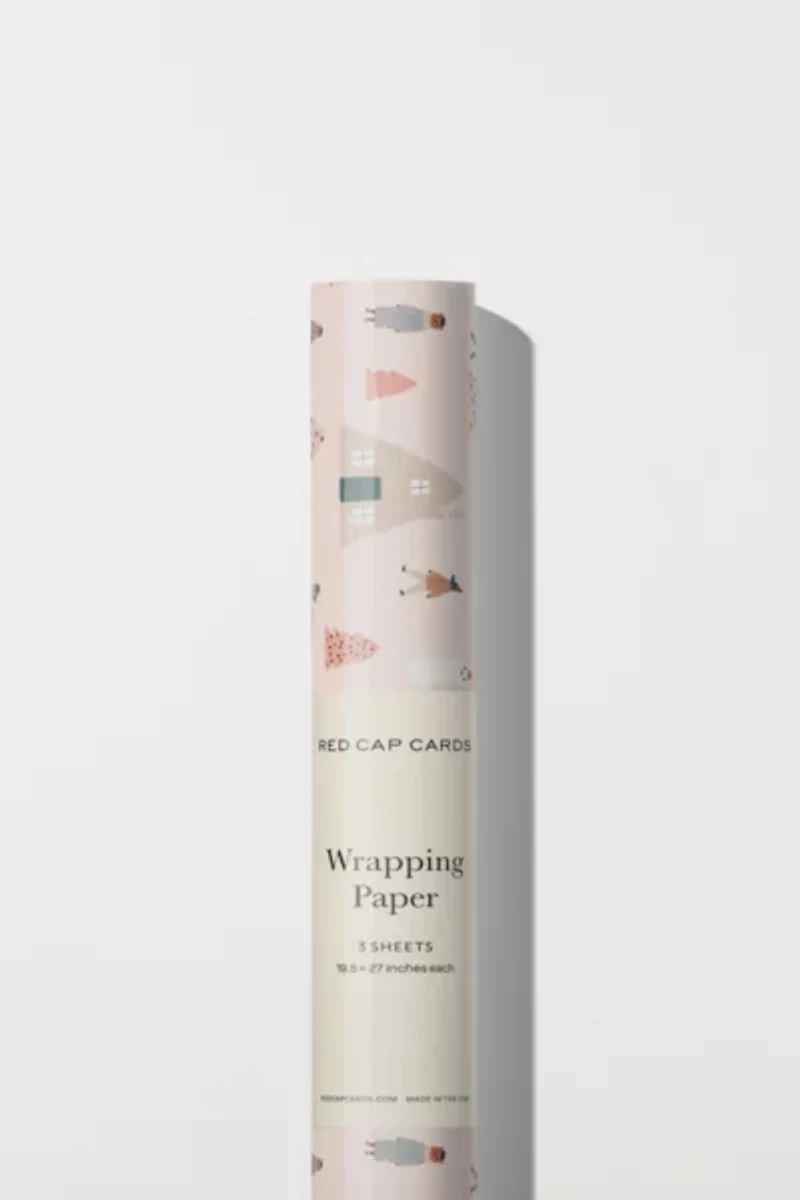 Red Cap Pink Trees Holiday Wrapping Paper