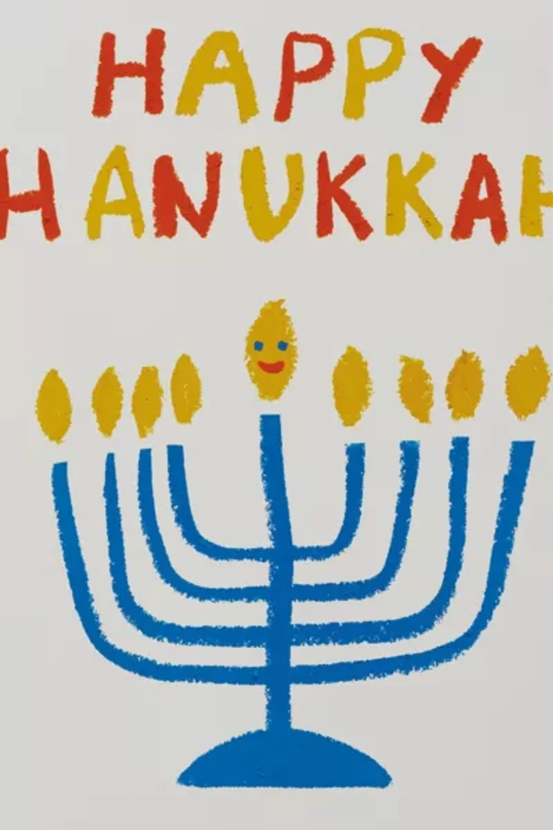 Red Cap Happy Menorah Hanukkah Card