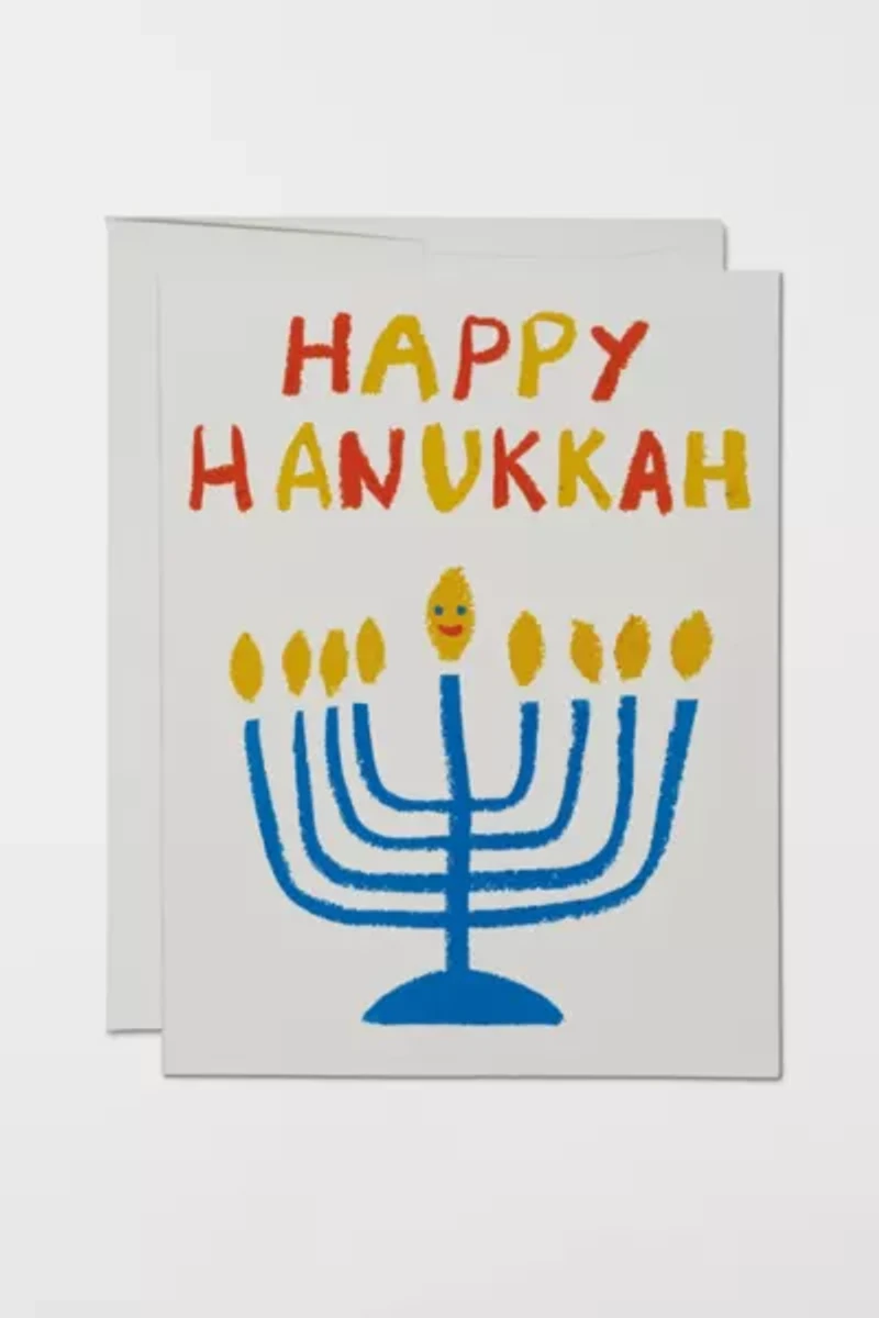 Red Cap Happy Menorah Hanukkah Card