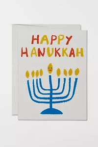 Red Cap Happy Menorah Hanukkah Card