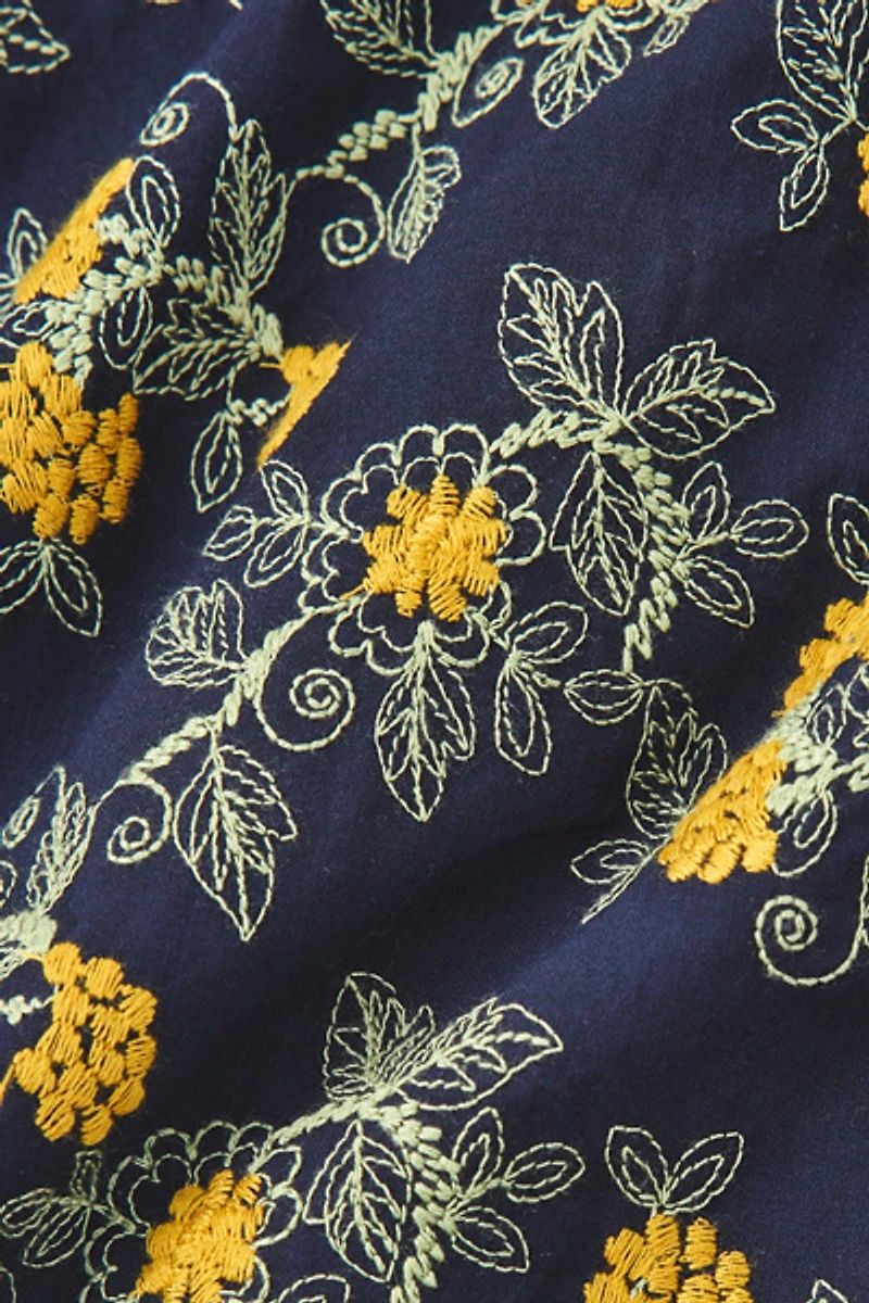UO Floral Embroidered Short Sleeve Shirt