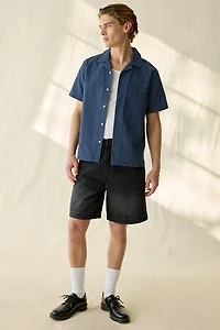 UO Swiss Dot Textured Button-Down Camp Collar Shirt