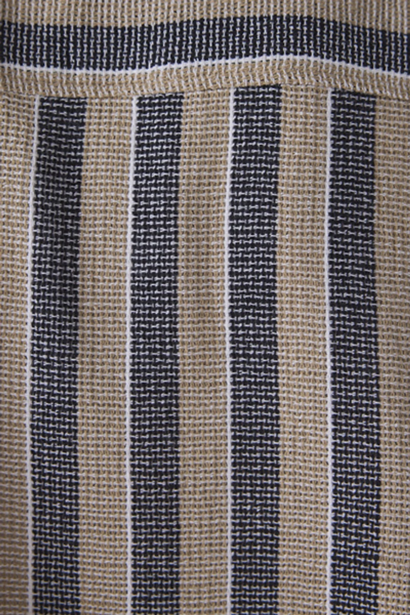 UO Textured Wide Stripe Woven Camp Collar Shirt
