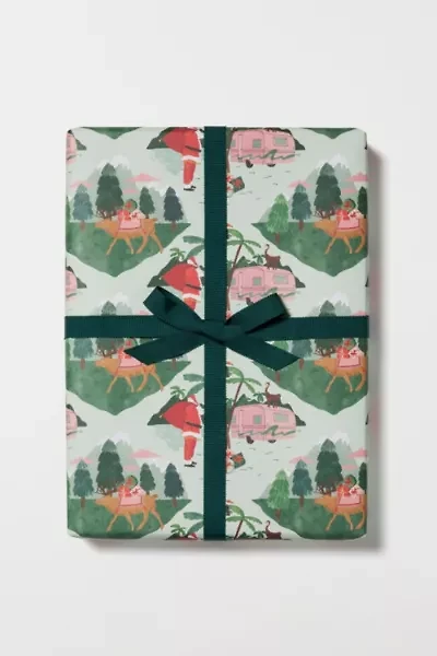 Red Cap Santa Camper Holiday Wrapping Paper