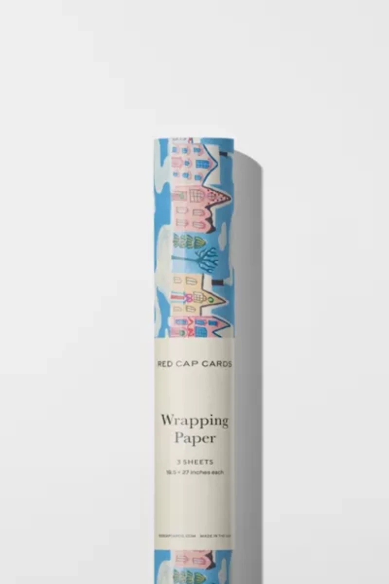 Red Cap Little Pink Houses Wrapping Paper