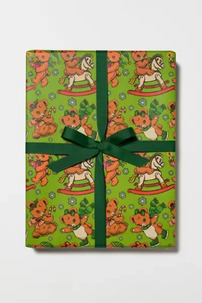 Red Cap Merry Bears Holiday Wrapping Paper