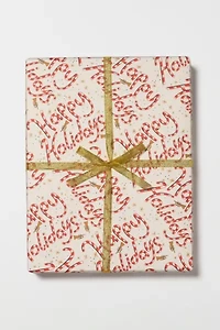 Red Cap Candy Cane Holidays Wrapping Paper