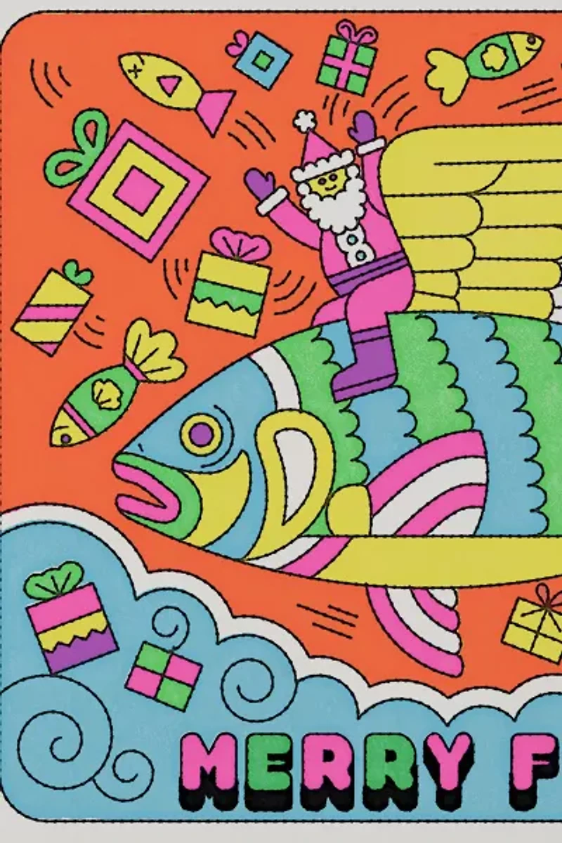 Red Cap Merry Fishmas Holiday Card