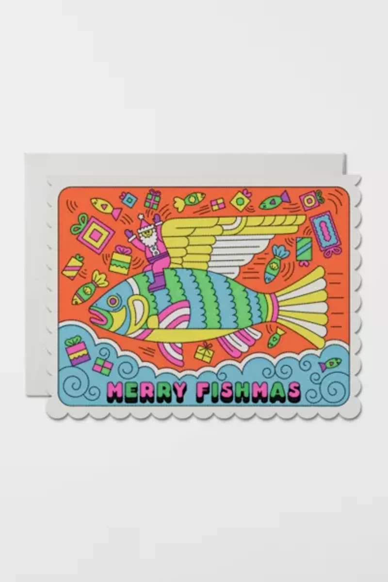 Red Cap Merry Fishmas Holiday Card
