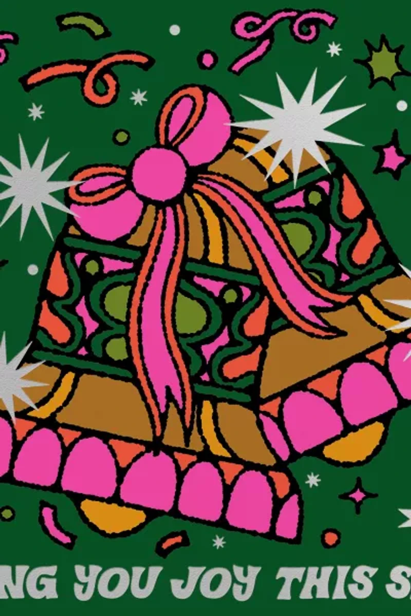 Red Cap Joy Bells Holiday Card