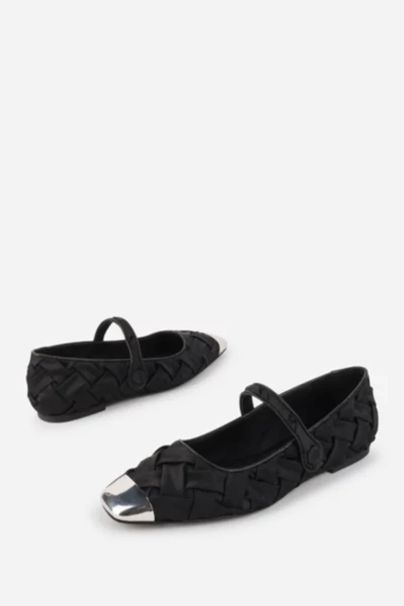 Intentionally Blank Ribbons Satin Braided Mary Jane Flat