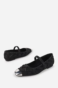 Intentionally Blank Ribbons Satin Braided Mary Jane Flat