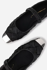 Intentionally Blank Ribbons Satin Braided Mary Jane Flat
